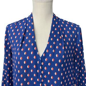 NYDJ Blue Blouse with Red & White Dots Size Small